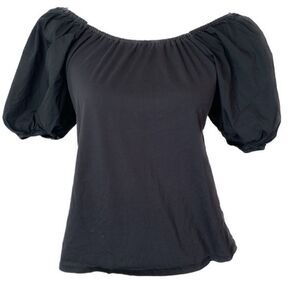 A New Day Balloon Sleeve Tie Back Blouse Black Small